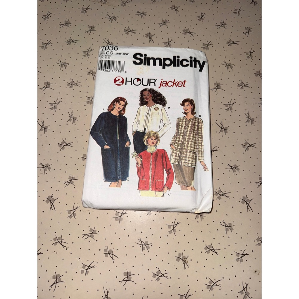 Simplicity 7036 Plus Size 26W-32W 2 Hour Jacket Sewing Pattern Uncut GG